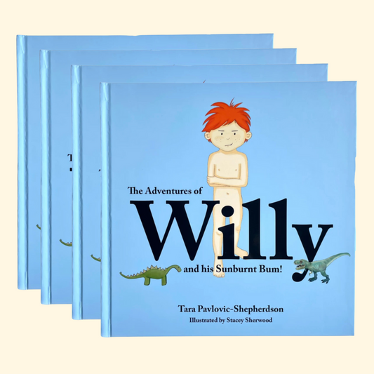 Pack of 4 - The Adventures of Willy and his Sunburnt Bum! Children's book