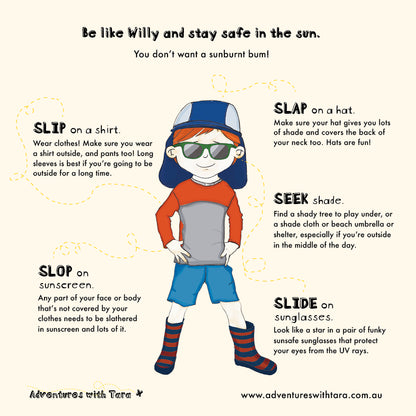 The Adventures of Willy and his Sunburnt Bum! Children's book